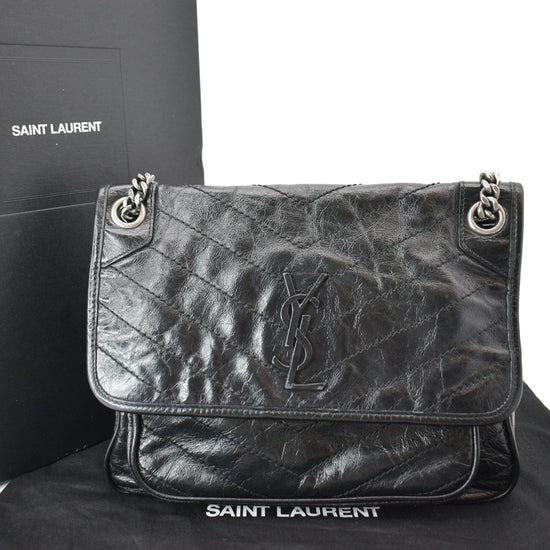 YSL Niki Black Studded Chevron Mini Crossbody Bag-Brand New Box, Card.