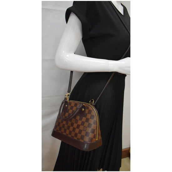 LOUIS VUITTON Alma BB Damier Ebene Satchel Bag Brown-US