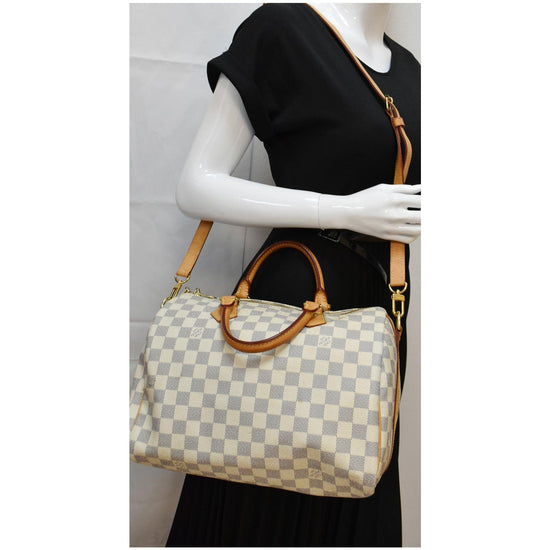 Louis Vuitton speedy Bandouliere 30 Damier Azur Shoulder Hand Bag Added  Insert Preowned White Leather ref.673912 - Joli Closet