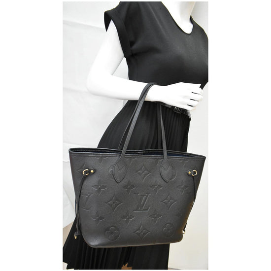 LOUIS VUITTON Neverfull MM Monogram Empreinte Tote Bag Black