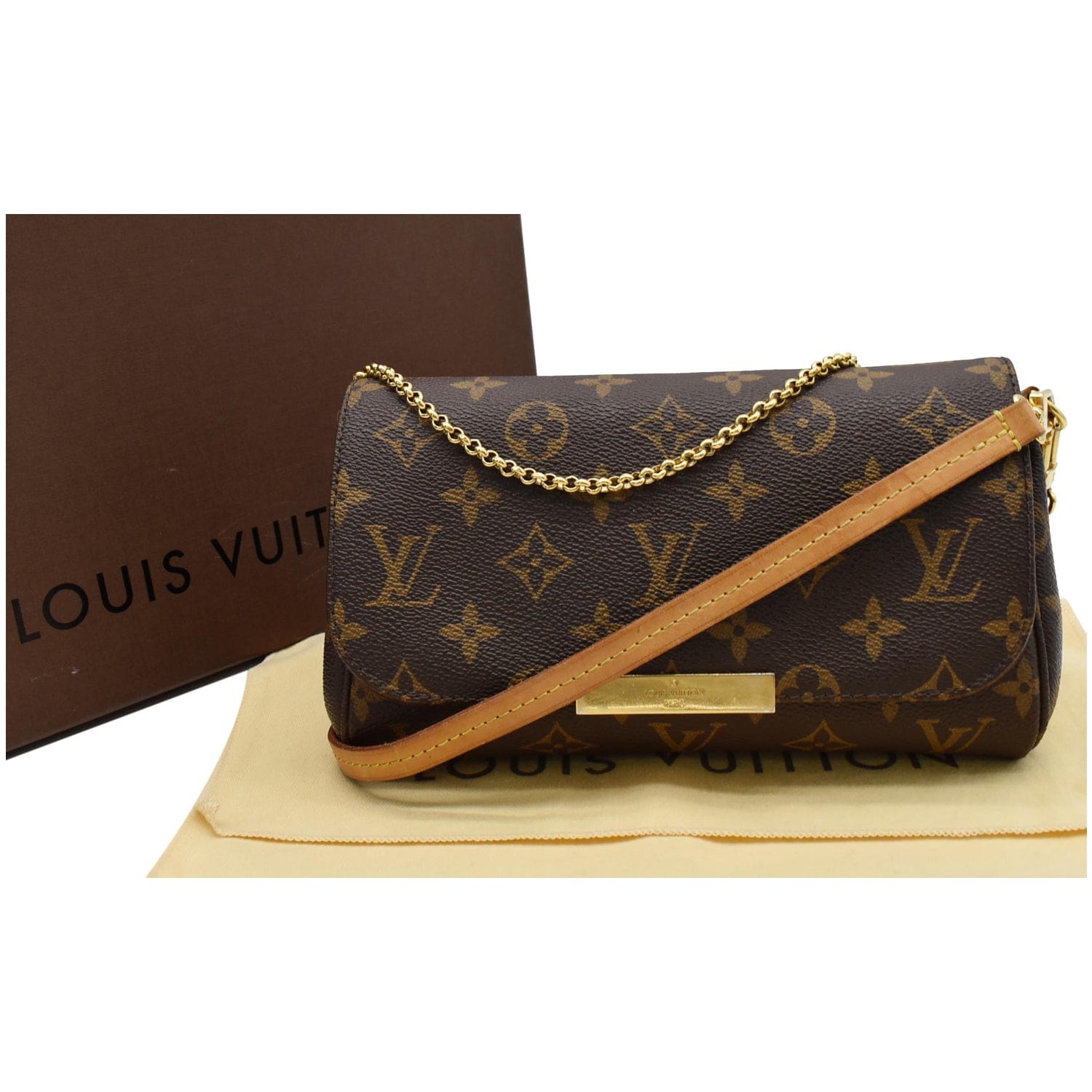 LOUIS VUITTON Favorite MM Monogram Canvas Crossbody Bag Brown