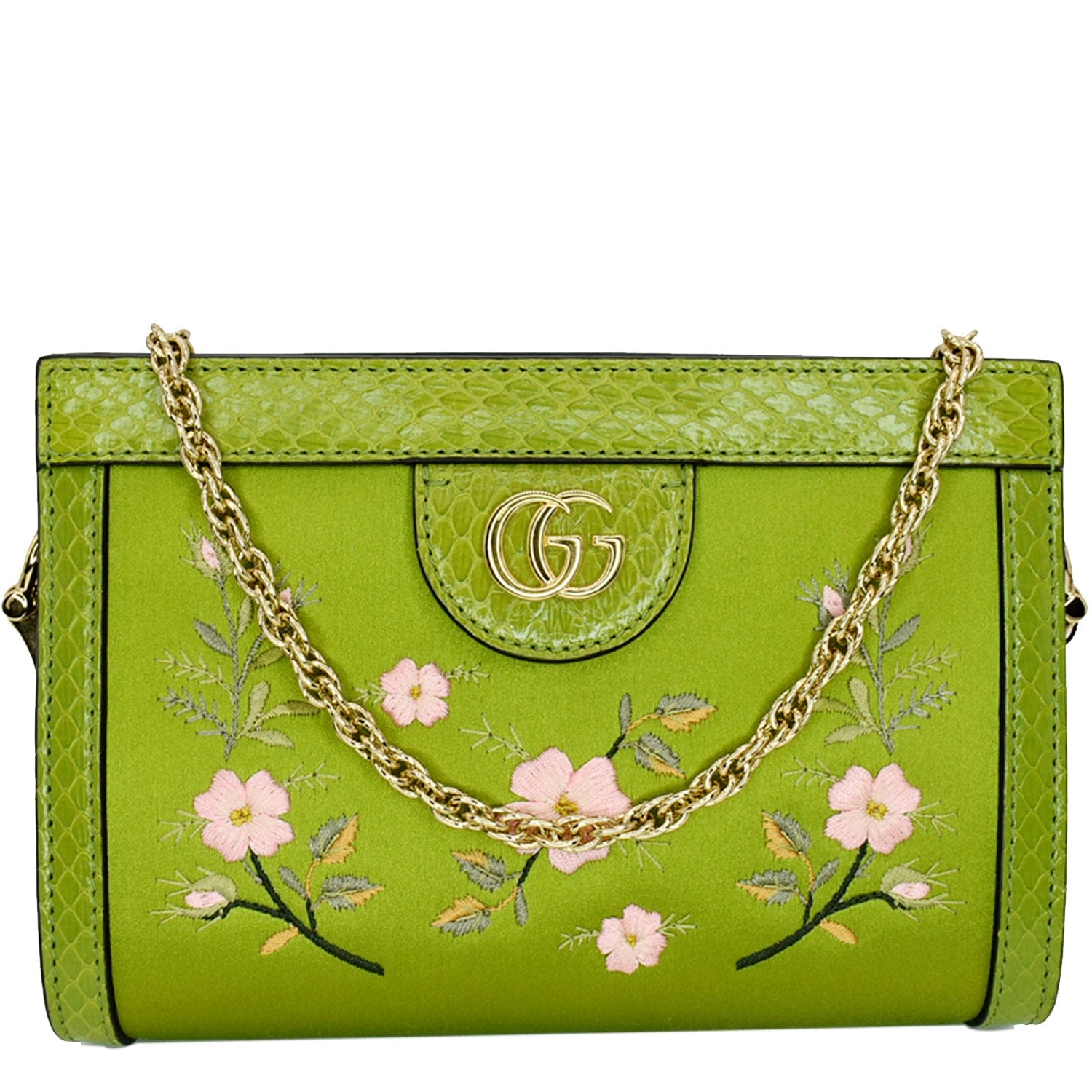 spejder aktivt Forberedende navn GUCCI Ophidia Silk Embroidered Floral Mini Shoulder Bag Green - Hot De