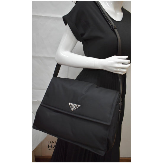 Prada Padded Re-nylon Shoulder Bag in Black