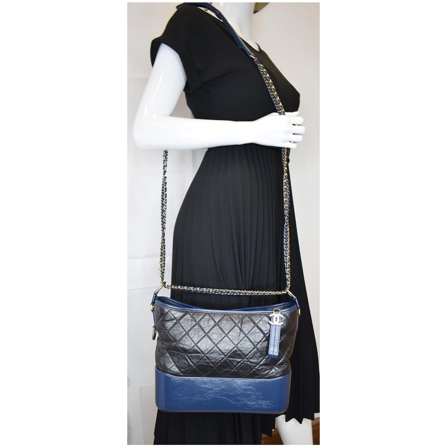 CHANEL blue leather TWEED GABRIELLE HOBO Shoulder Bag at 1stDibs  chanel  gabrielle bag tweed chanel blue tweed bag chanel gabrielle blue
