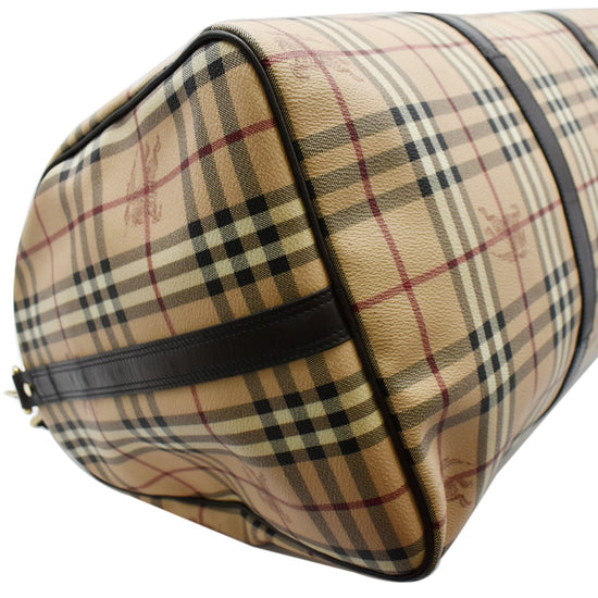 Burberry Beige Haymarket Check Canvas Duffle Bag Q3B0UNRV0B001