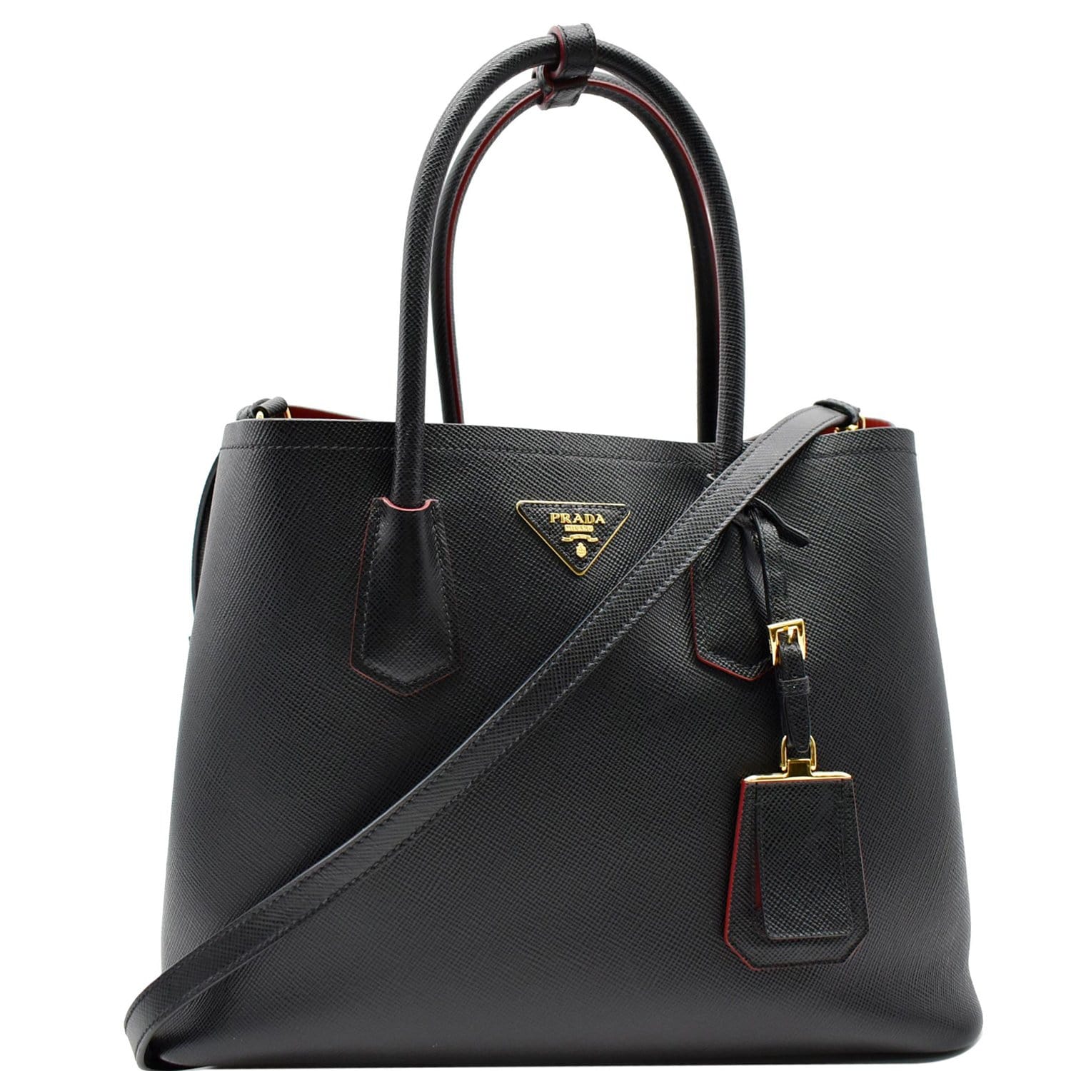 Prada Monochrome Saffiano Leather Bag in Black