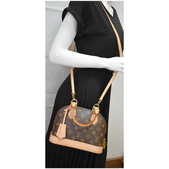 Alma bb cloth handbag Louis Vuitton Brown in Cloth - 19559384