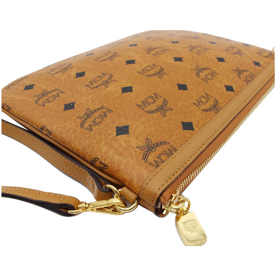 MCM Visetos Champagne Gold Large Wristlet Zip Pouch - MyDesignerly