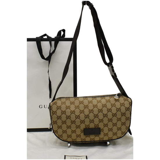 GUCCI Waist Pouch GG Canvas Belt Bag Beige 630915