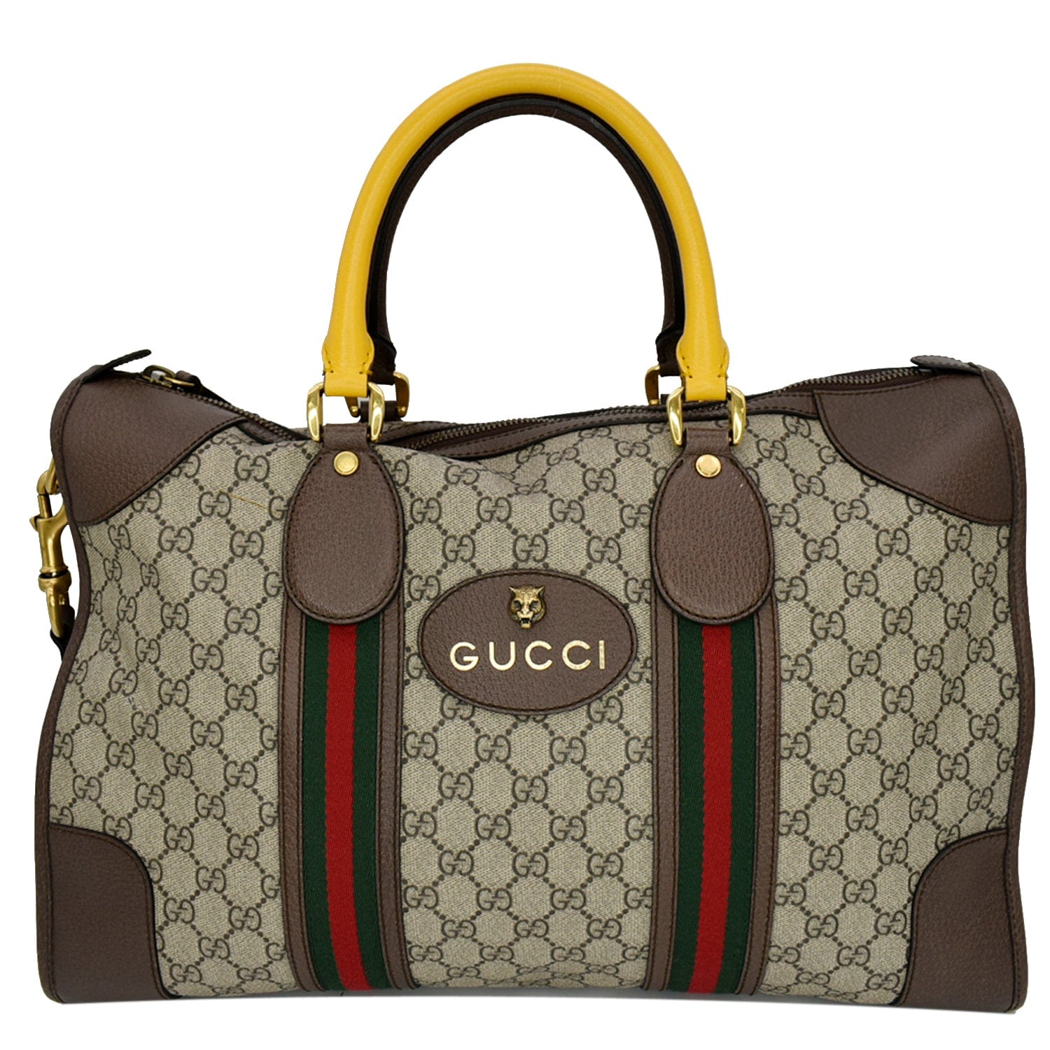 Gucci Soft Gg Supreme Web-detail Duffle Bag in Red