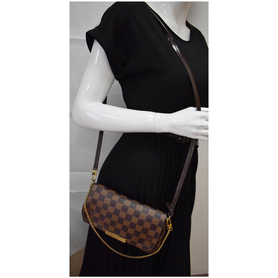 🔥LOUIS VUITTON Favorite PM Damier Ebene Crossbody Bag FRANCE❤️RARE GIFT SET