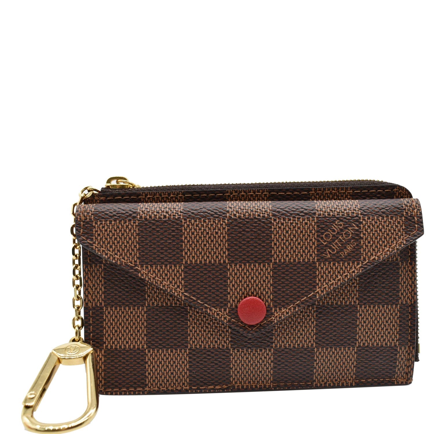 LOUIS VUITTON Damier Ebene Recto Verso Card Holder Red 1283133