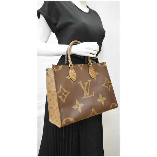 Leather Printed Louis_vuitton On The Go Tote Bag Brown, Size: Zero Size