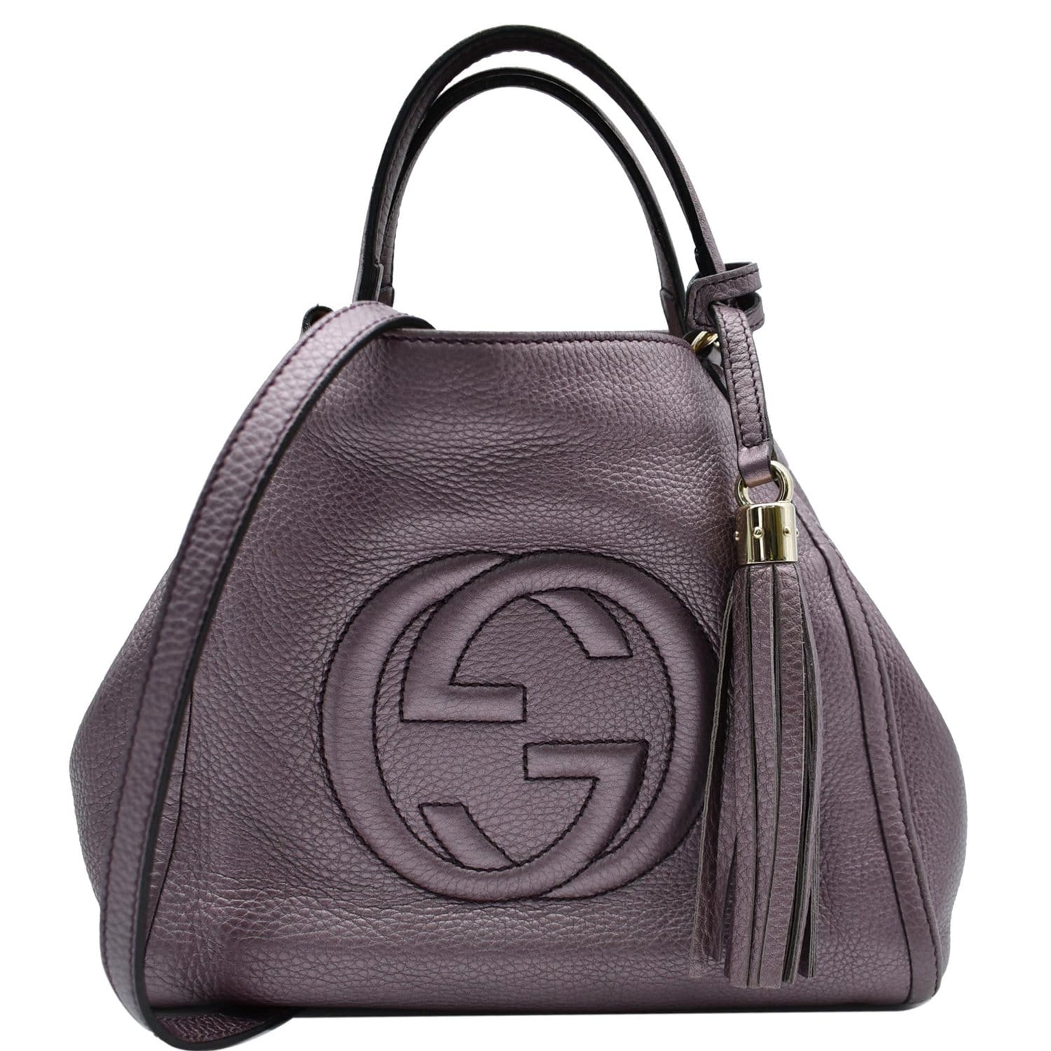 Gucci Metallic Grey Leather Mini Soho Disco Chain Crossbody Bag