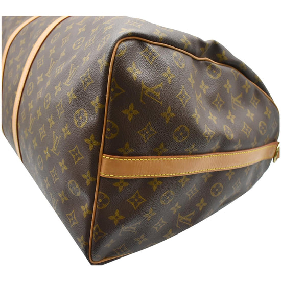 Louis Vuitton keepall 60 Bandoulière Brown Leather Cloth ref