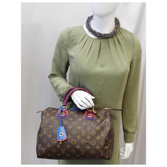 LOUIS VUITTON Totem Speedy 30 Monogram Canvas Satchel Bag Brown - 10%