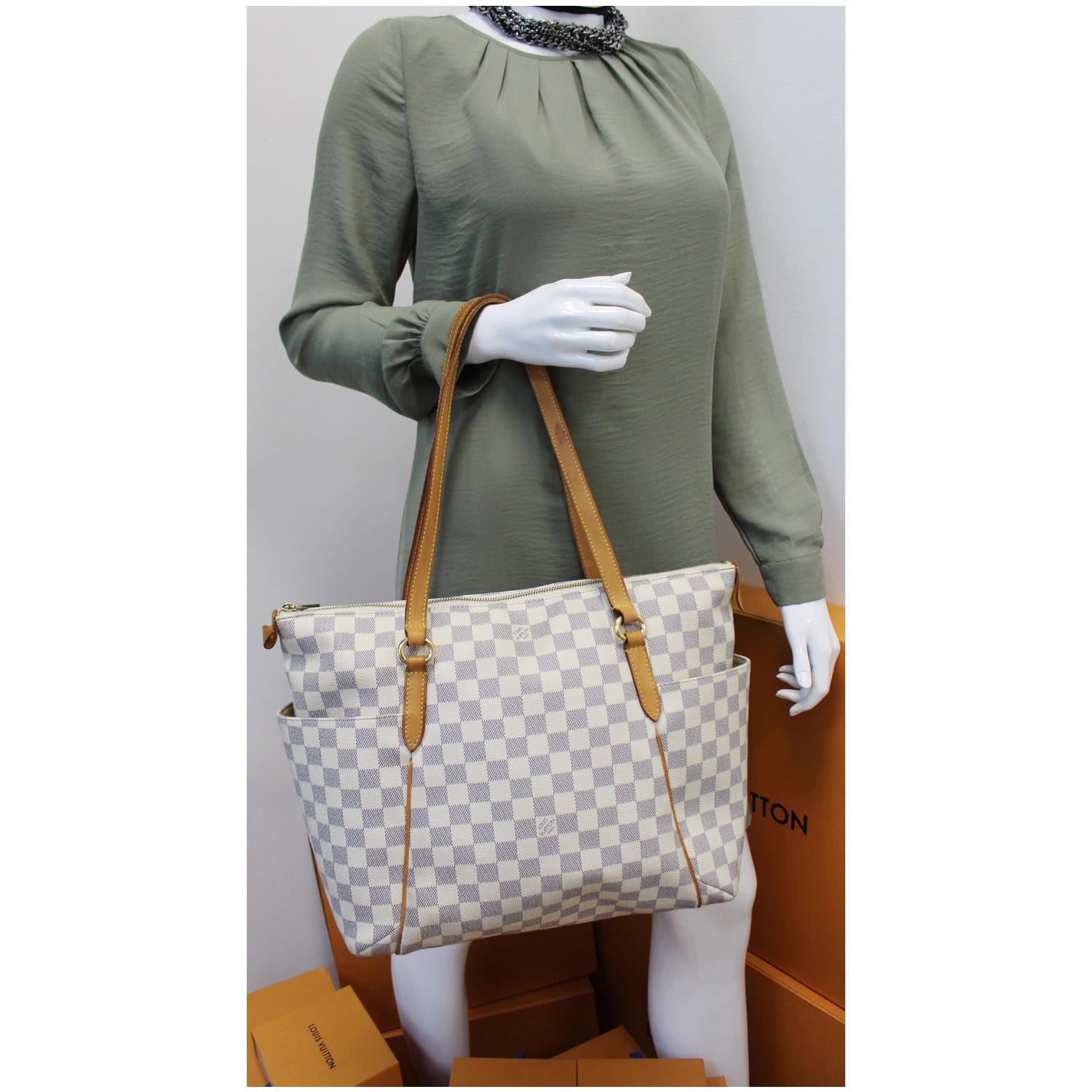 Louis Vuitton Totally GM Damier Azur Shoulder Bag White