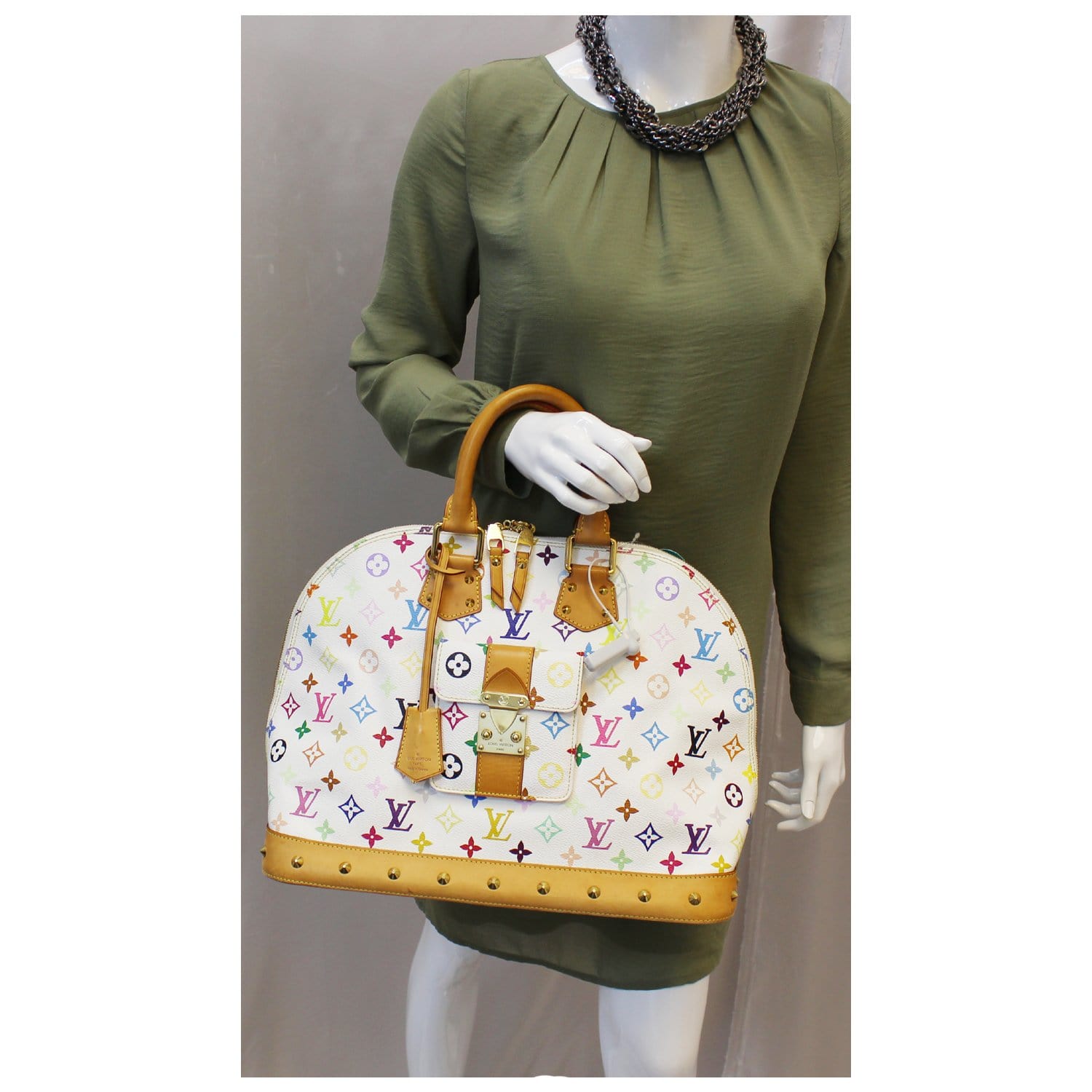 LOUIS VUITTON Alma GM Multicolor White Satchel Handbag-US