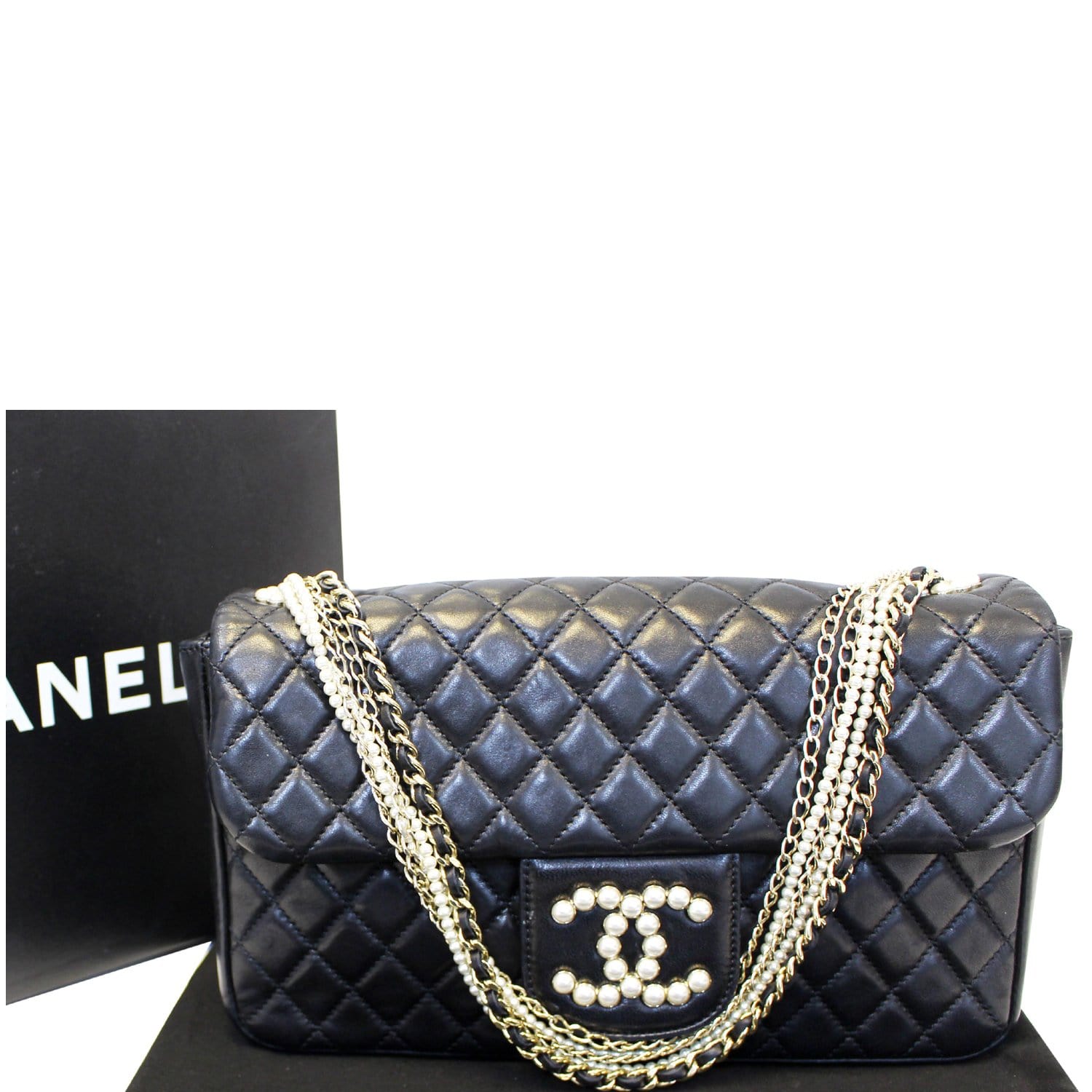 CHANEL Westminster Pearl Flap Medium Shoulder Black-US