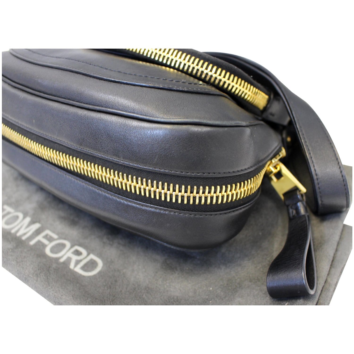 TOM FORD Jennifer Zip Medium Leather Shoulder Bag Black-US