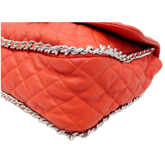 Chanel Red Quilted Leather Chain Around Messenger Bag