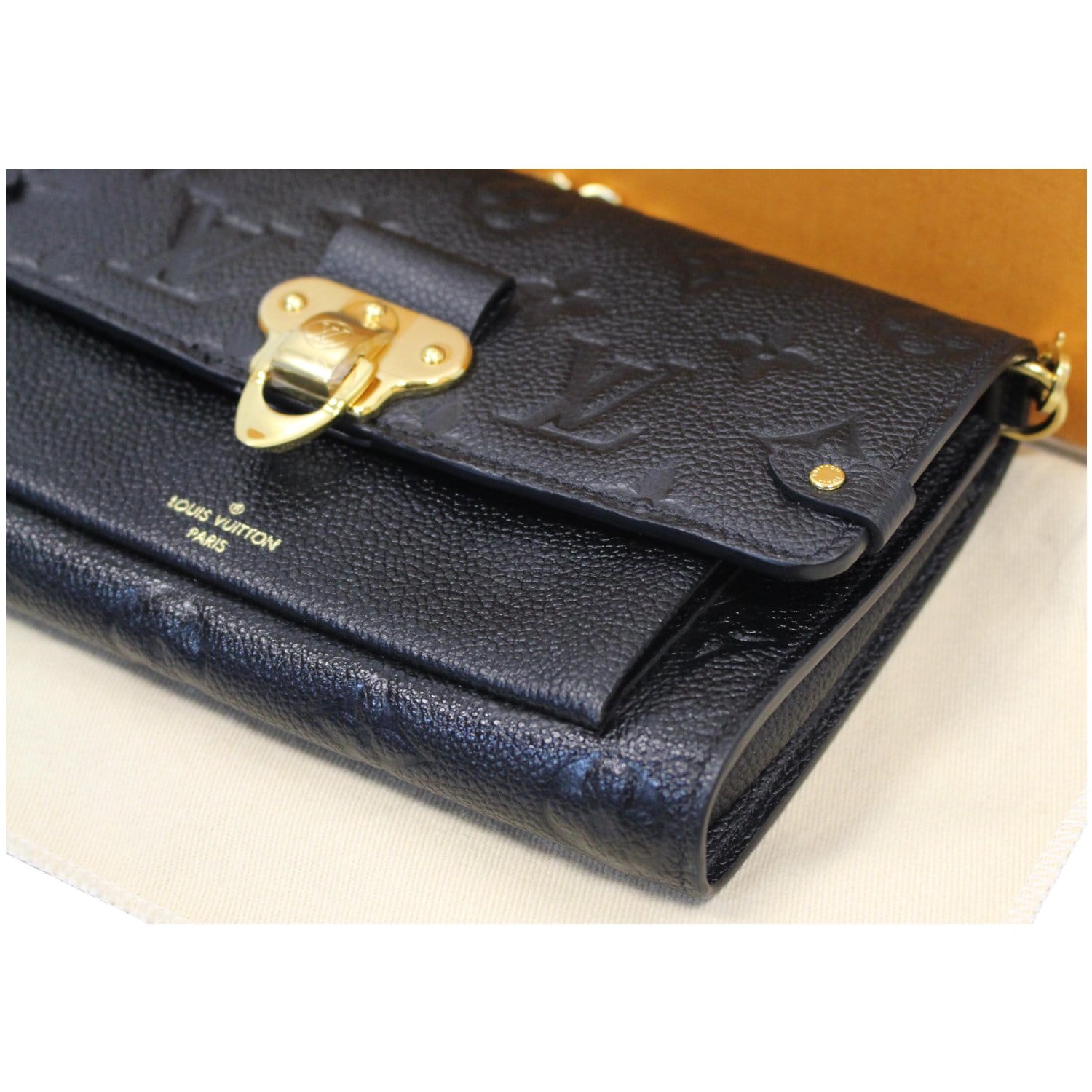 LOUIS VUITTON Vavin Monogram Empreinte Chain Wallet Black