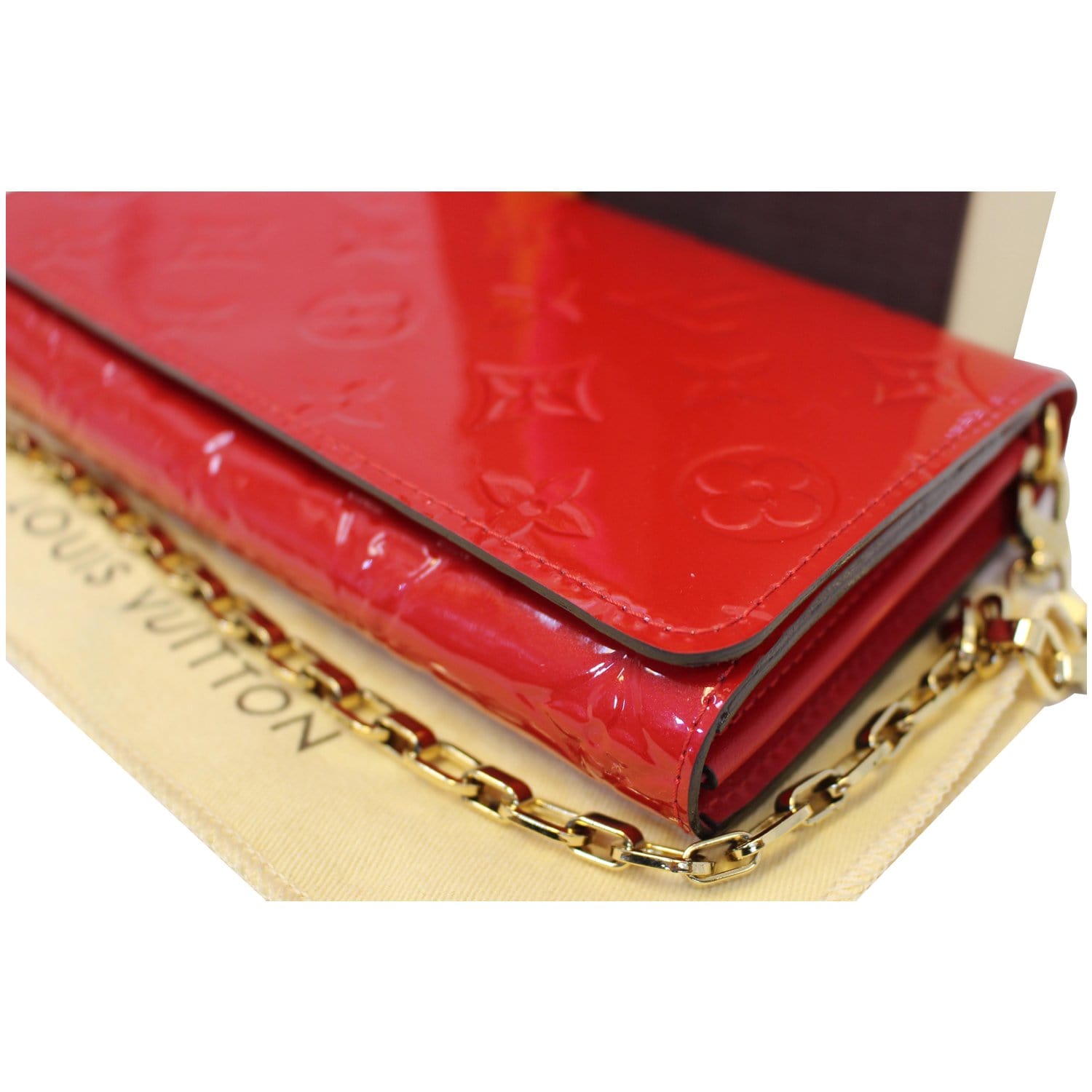 LOUIS VUITTON Sarah Vernis Leather Chain Wallet Red-US