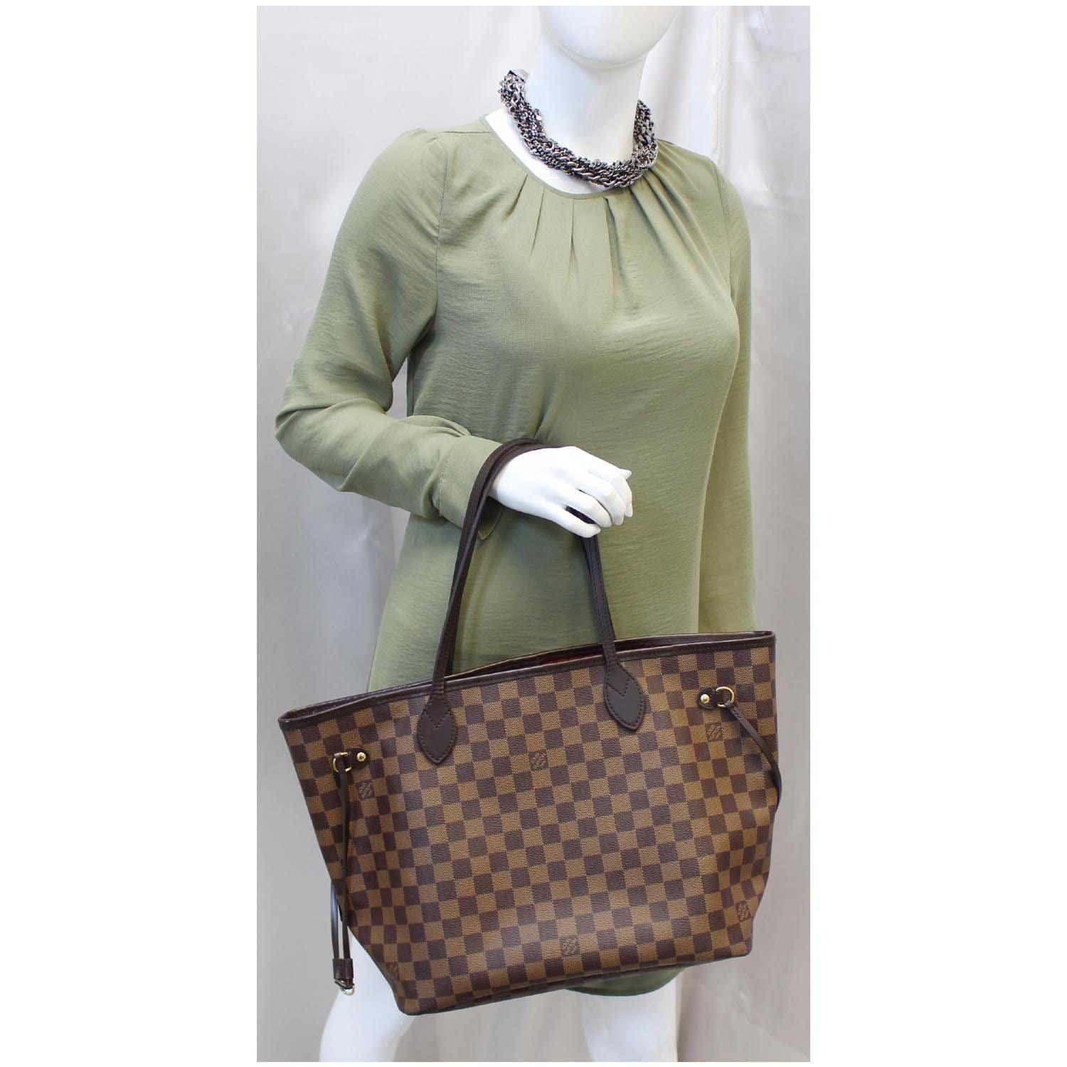 Louis Vuitton Neverfull MM Damier Ebene Tote Bag Brown