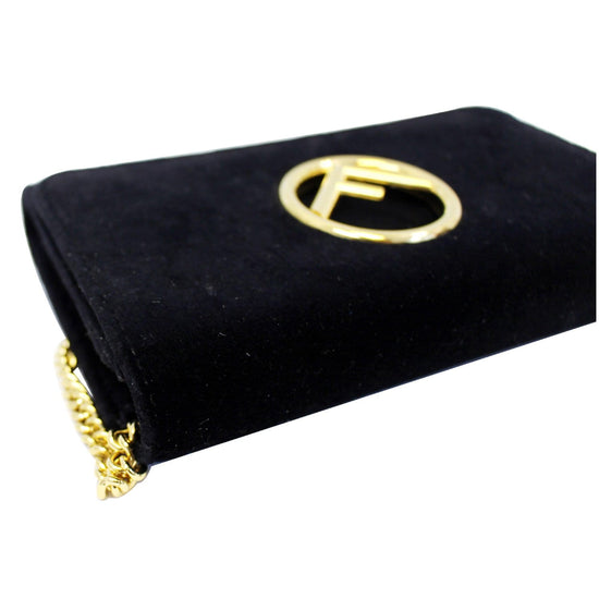 Fendi Velvet Wallet on Chain in Black