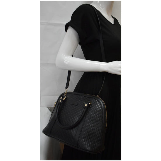 Gucci Dome Leather Medium Shoulder Bag Black