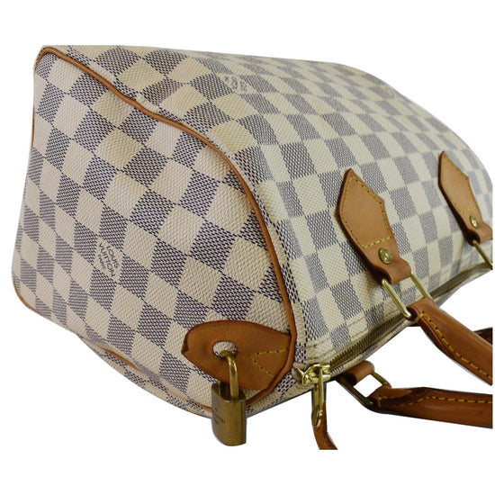 LOUIS VUITTON Speedy. Handbag in azure checkerboard c…