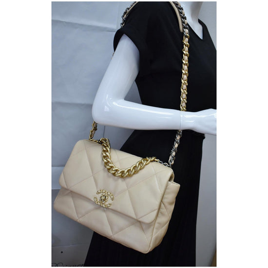 CHANEL Lambskin Quilted Fantasy Pearl Flap Nude 215339