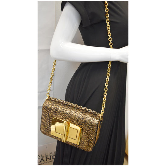 Tom Ford TWO TONED METALLIC PYTHON MEDIUM CHAIN NATALIA