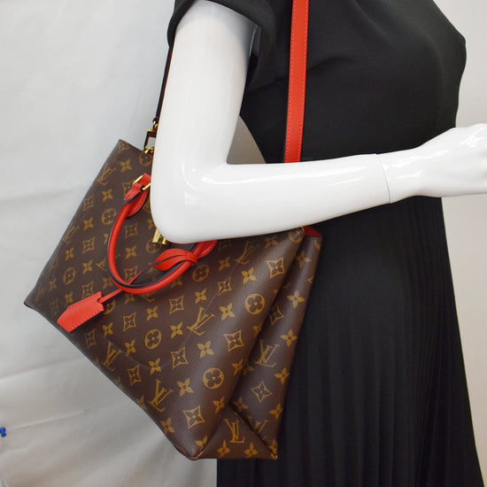 Authentic Louis Vuitton Flower Monogram Tote Red With Strap AH0189 France  Bag