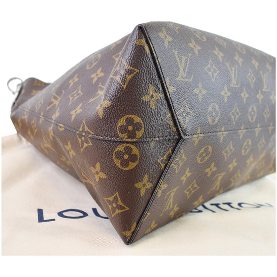 LOUIS VUITTON Flower Monogram Canvas Shoulder Hobo Bag Brown