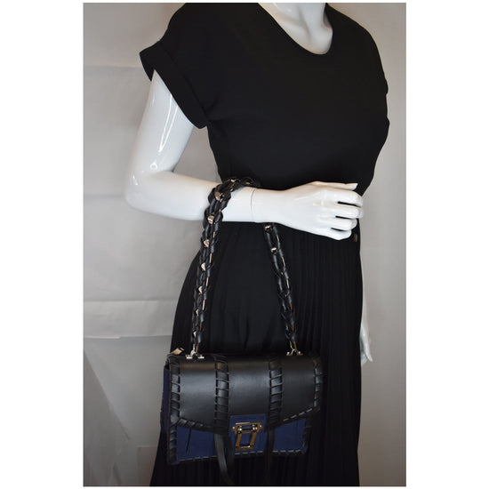 PROENZA SCHOULER Hava Whipstitch Leather Chain Shoulder Bag Navy Blue