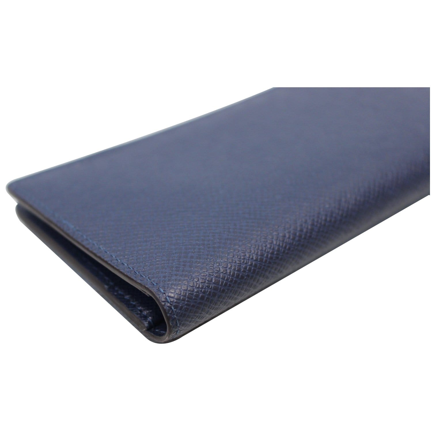 LOUIS VUITTON Brazza Taiga Leather Bifold Wallet Blue