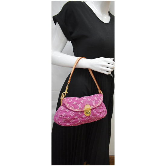 Pleaty handbag Louis Vuitton Pink in Denim - Jeans - 36484573