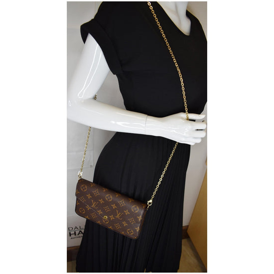 Louis Vuitton Pochette Felicie Chain Wallet Cross Body Brown Monogram -  MyDesignerly