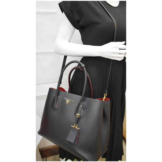 Prada Grey/Brown Saffiano Leather Double Handle Tote Bag 1BG838