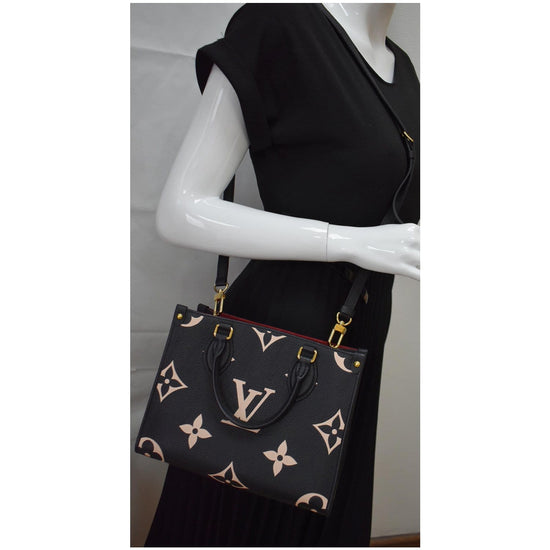 Louis Vuitton Women Onthego PM Bicolor Monogram Empreinte Crossbody Bag Cream