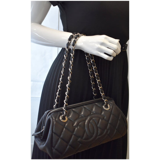 CHANEL Timeless CC Quilted Caviar Leather Small Chain Bowler Bag Black -  15% OFF