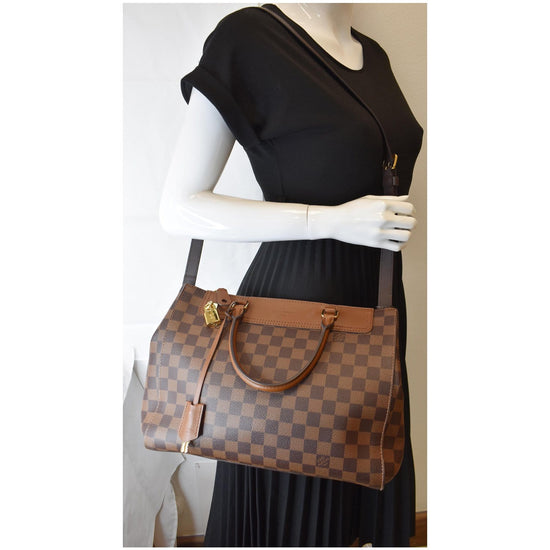 LOUIS VUITTON France Damier Ebene Greenwich Tote Shoulder Handbag Purse  Satchel