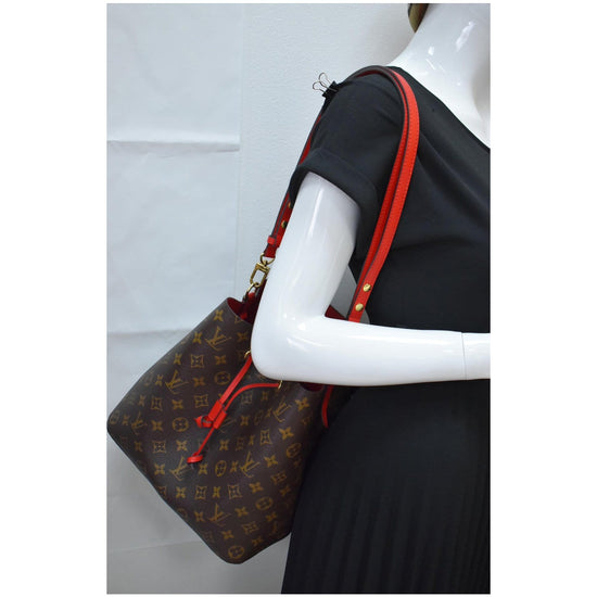 Louis Vuitton Monogram Neonoe Mm Coquelicot Red Coated Canvas Hobo