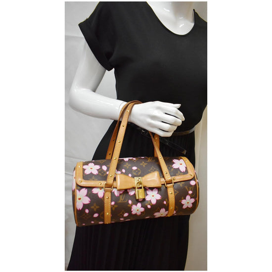 Auth LOUIS VUITTON Papillon Pink Cherry Blossom Monogram Hand Bag