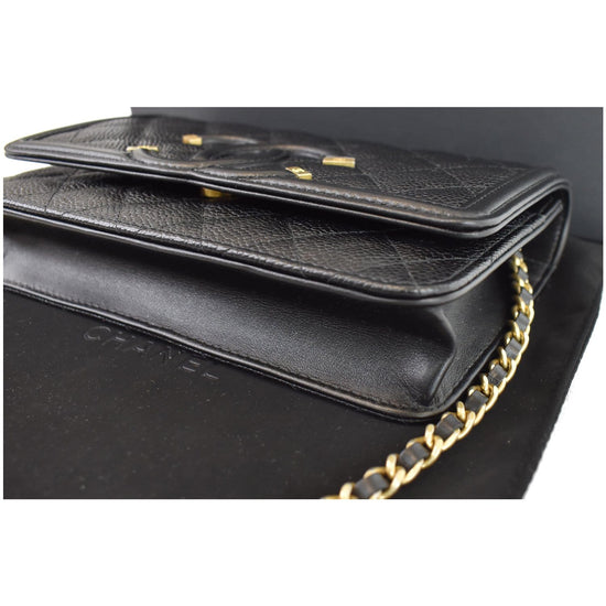 Chanel CC Filigree WOC Wallet On Chain Caviar Bag Black