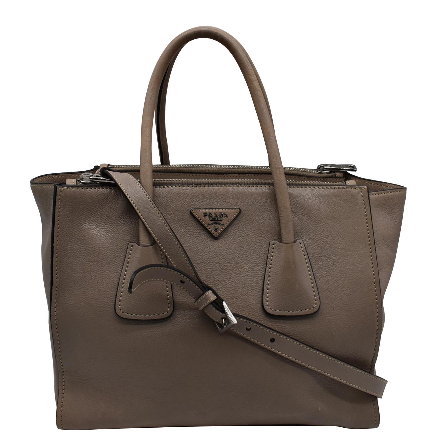 Prada Saffiano Lux Leather Messenger Bag Taupe