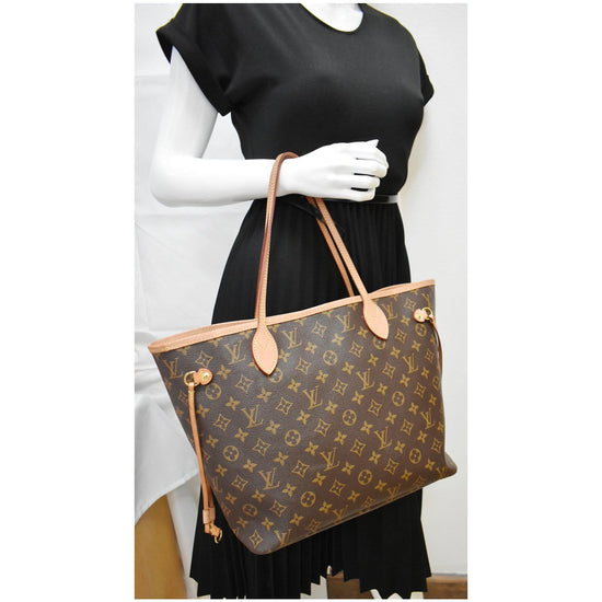 LOUIS VUITTON Neverfull MM Monogram Canvas Shoulder Bag Brown