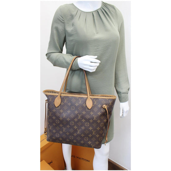 LOUIS VUITTON Monogram Neverfull MM Tote Bag Brown Beige M40995 Purse  90205876