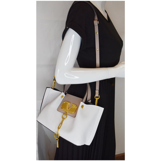 VALENTINO Vlogo Escape Small Leather Shoulder Bag White